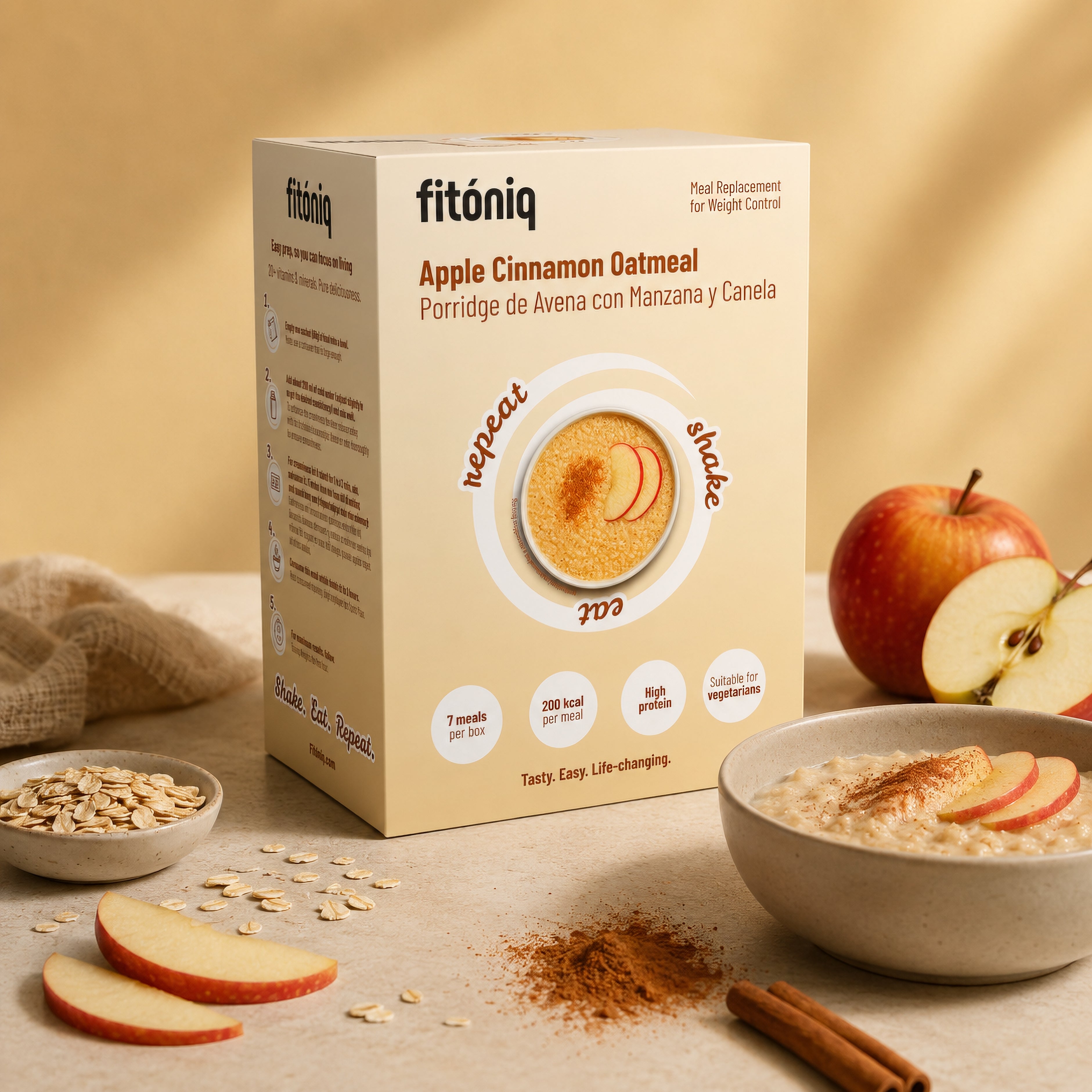 Porridge de ovăz cu aromă de măr și scorțișoară Fitóniq